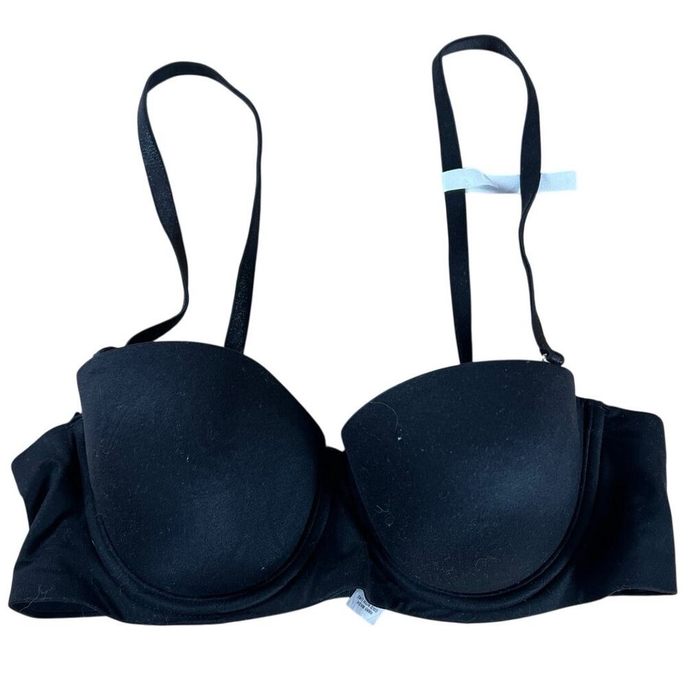 Aerie Bra Womens 32B Black T-Shirt Molded Padded Underwired Seamless Adjustable